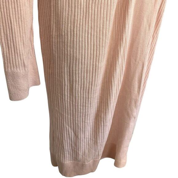 Ann Taylor Loft Open Ribbed Pastel Pink Longline Thin Cardigan Sweater sz L - Picture 2 of 16